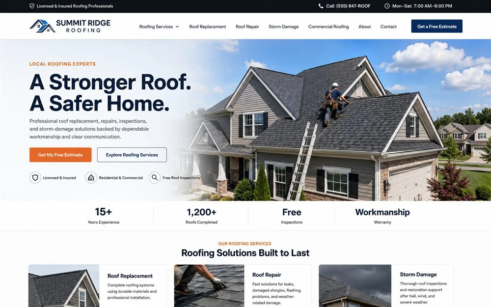 Roofing Company Website Preview